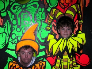 Tim and Zack at the glow golf place